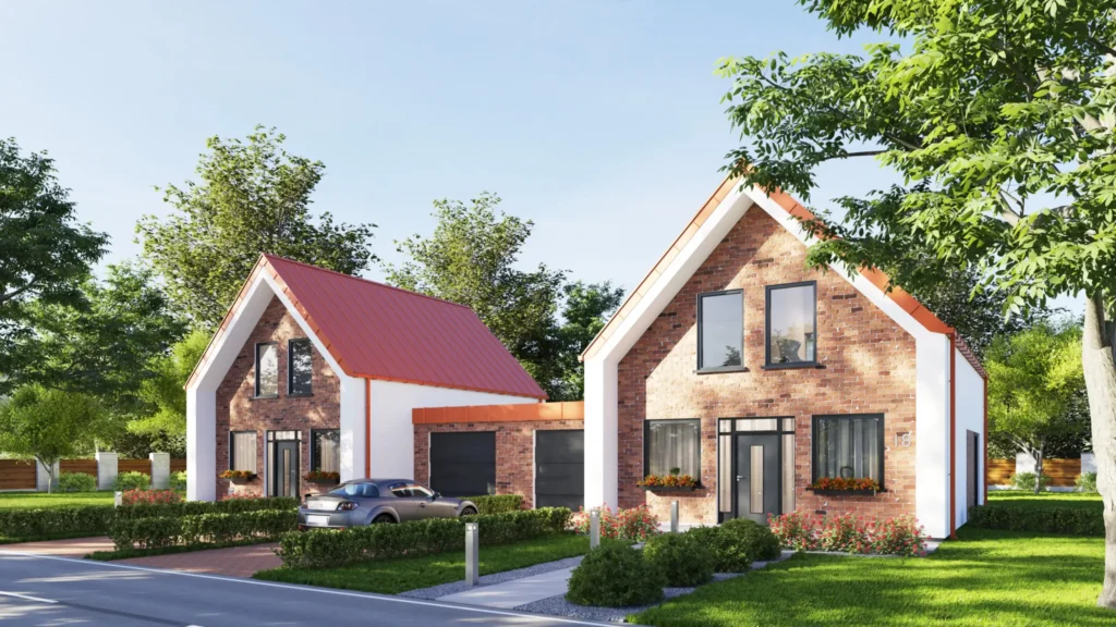 3d-architectural-visualization-product-rendering-semi-detached-houses-01 Photorealistic 3D architectural visualization of semi-detached residential houses