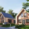 Photorealistic 3D architectural visualization of semi-detached residential houses