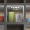 3D product animation demonstrating TOPMET DIAGONAL10 aluminum LED profile light dispersion and diffuser options