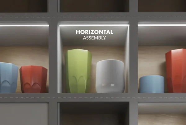 3D product animation demonstrating TOPMET DIAGONAL10 aluminum LED profile light dispersion and diffuser options