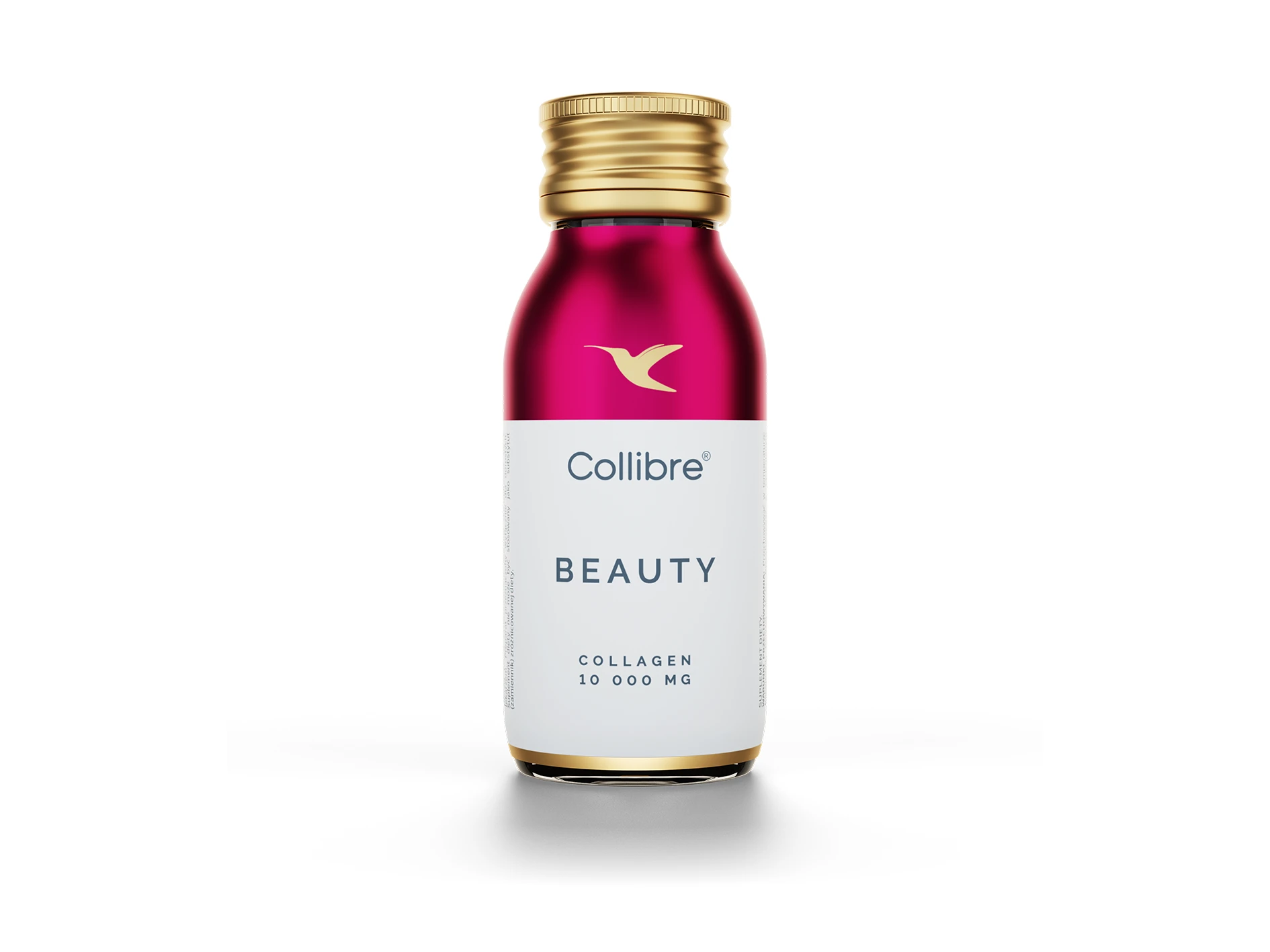 Photorealistic 3D product renders of 30ml and 60ml beauty supplement bottles with custom label mapping